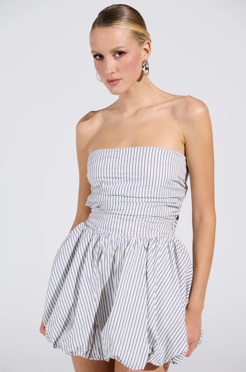 A STROLL DOWN SOHO PINSTRIPED MINI DRESS - Image 3