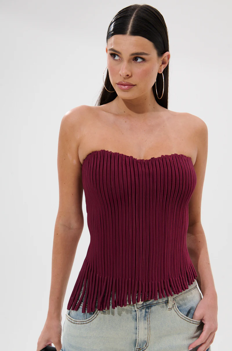 ACCORDION CORSET TOP IN BURGUNDY - Image 2