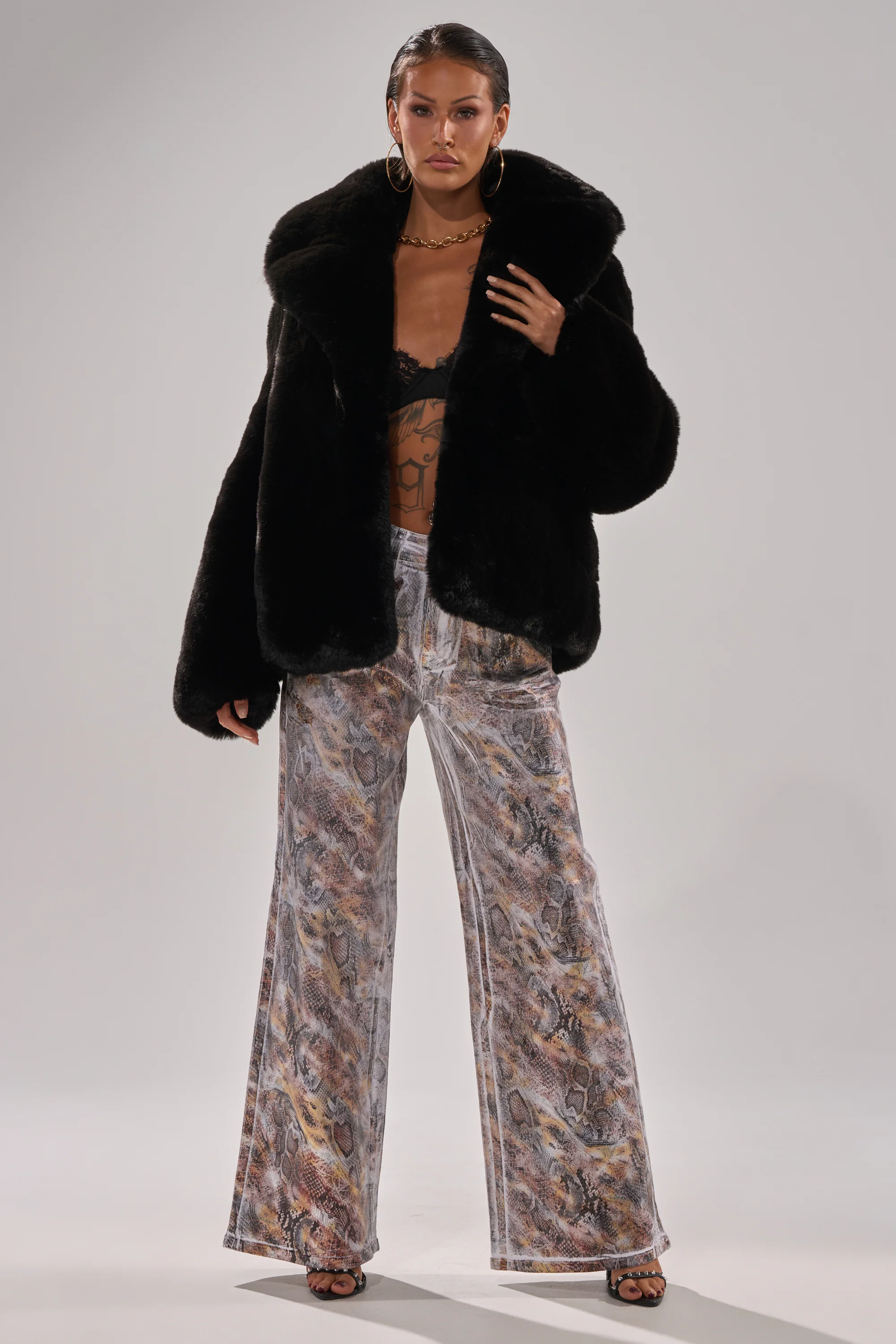 ADDICTED TO YOU METALLIC SNAKE WIDE LEG DENIM - Image 8
