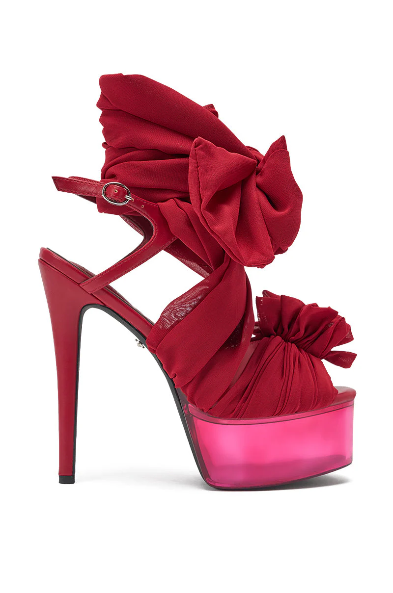 AKIRA GOLD BEAUDEN RED PLATFORM TIE SANDAL - Image 7