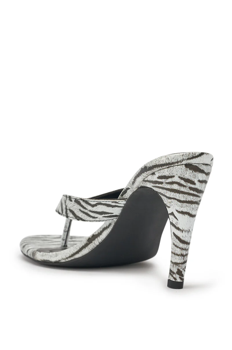 AKIRA GOLD DELYSE TIGER WHITE PRINT PU SLIP ON STILETTO SANDAL - Image 10