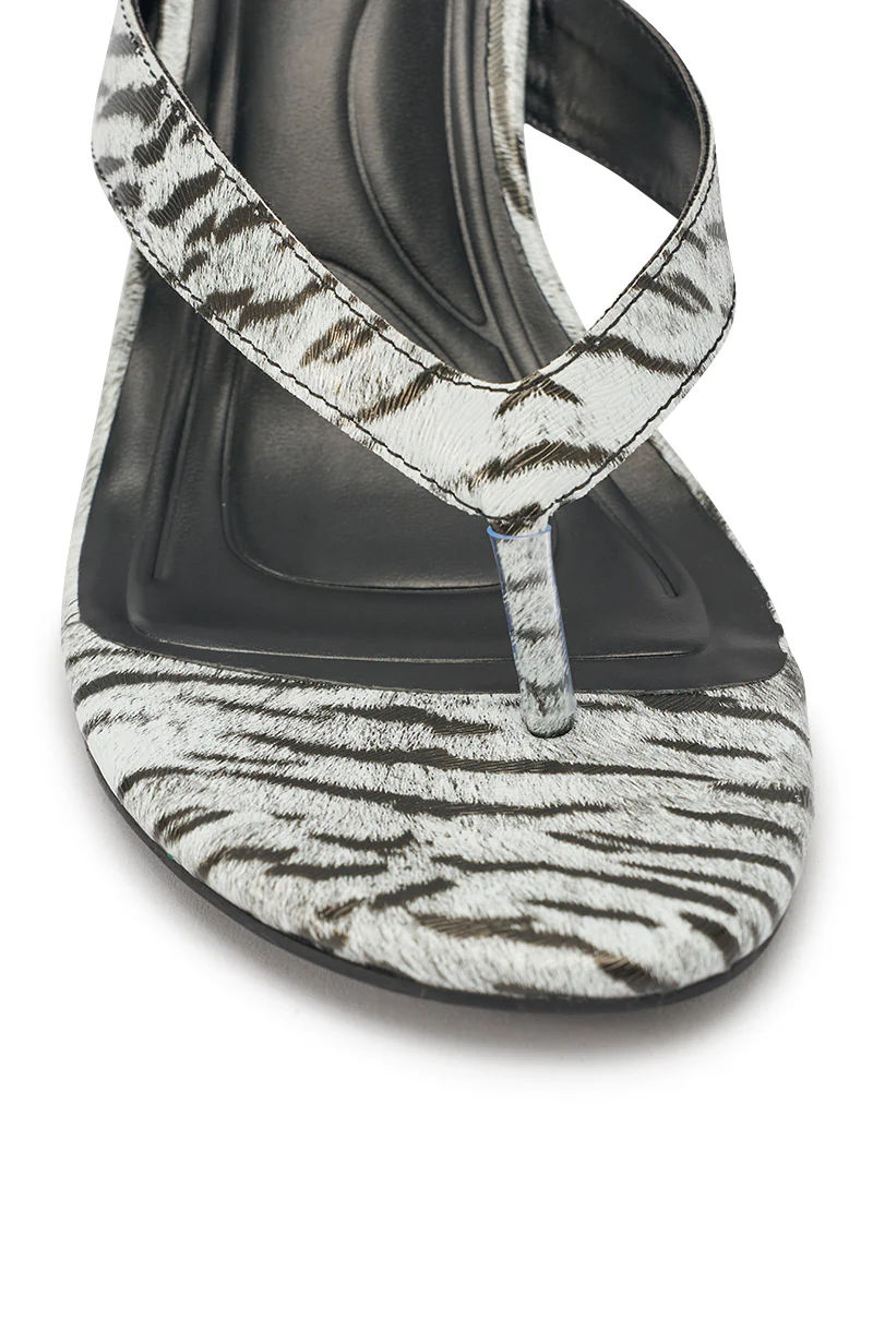 AKIRA GOLD DELYSE TIGER WHITE PRINT PU SLIP ON STILETTO SANDAL - Image 11