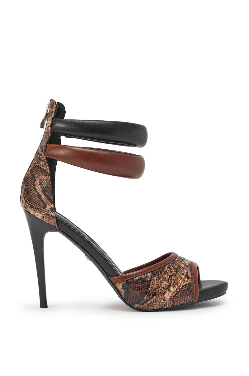 AZALEA WANG EREMIEL BLACK MIXED MATERIAL STIELTTO SANDAL - Image 5