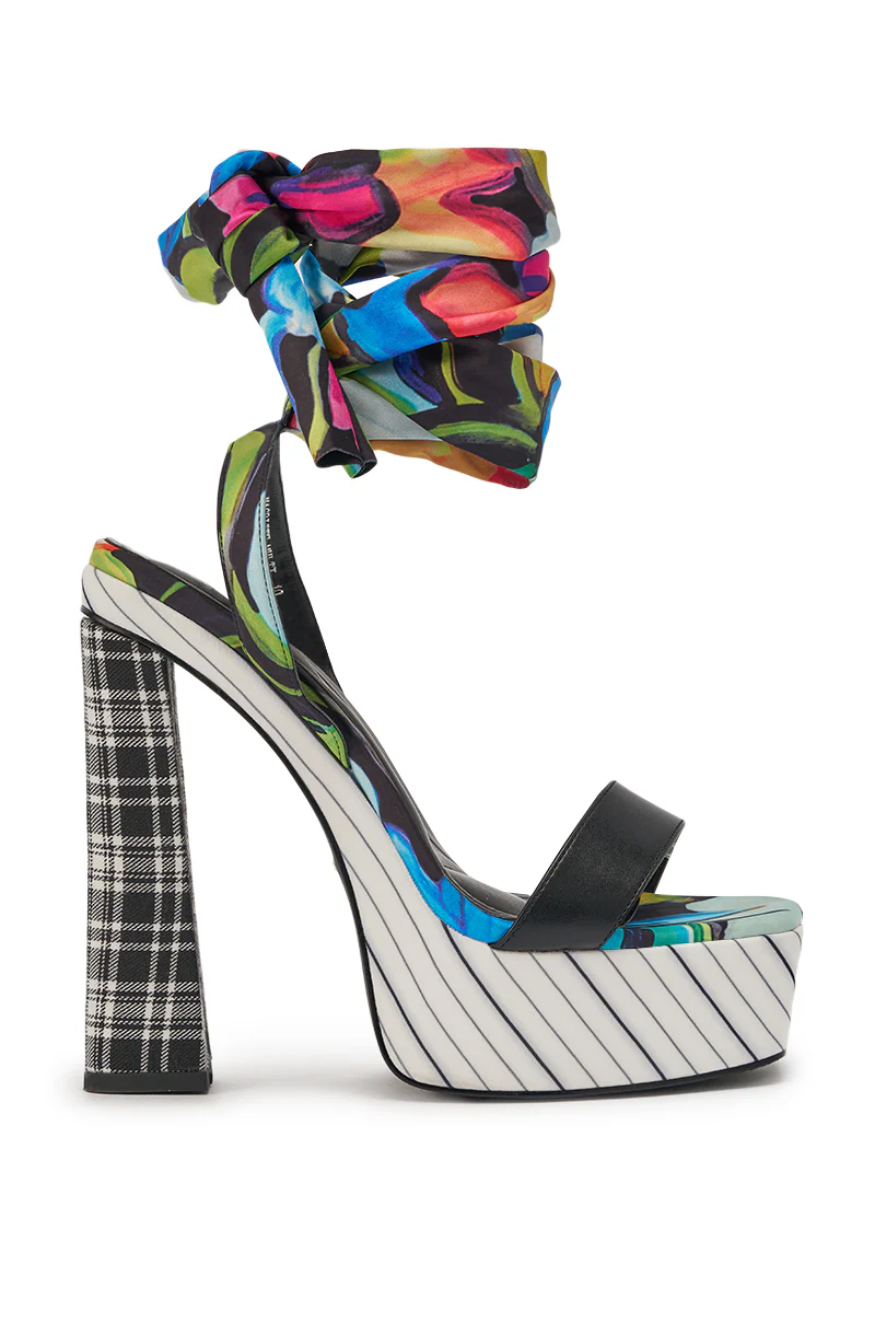 AKIRA GOLD MAGRITTE MULTI STRIPE PRINT CHUNKY PLATFORM SANDAL - Image 5