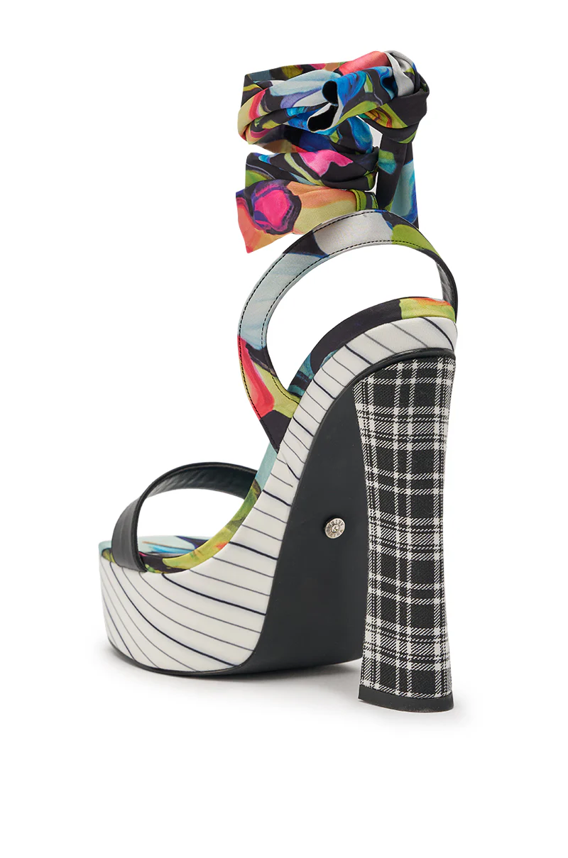 AKIRA GOLD MAGRITTE MULTI STRIPE PRINT CHUNKY PLATFORM SANDAL - Image 6
