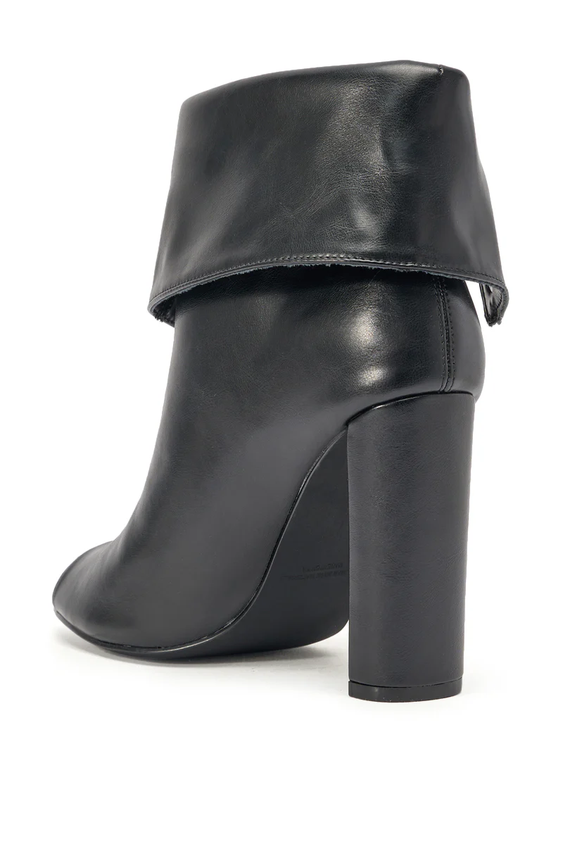 YANIX BLACK PU SILVER HARDWARE CHUNKY HEEL BOOTIE - Image 6