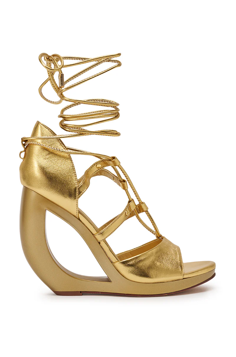 AKIRA GOLD RACHNA GOLD WEDGE OPEN TOE SANDAL - Image 6