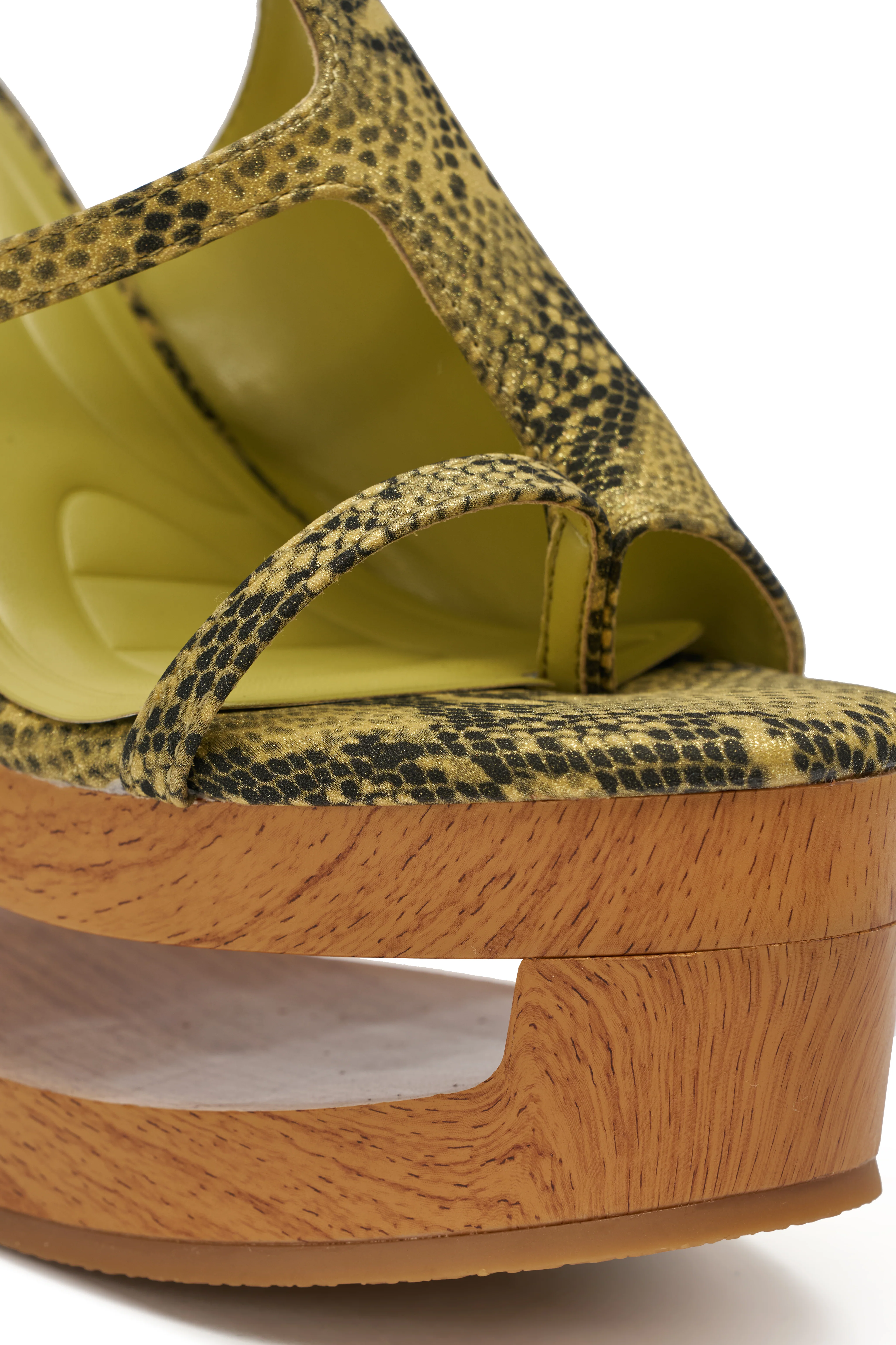 AKIRA GOLD RIN GREENSNAKE NOVELTY LACE UP WEDGE SANDAL - Image 9