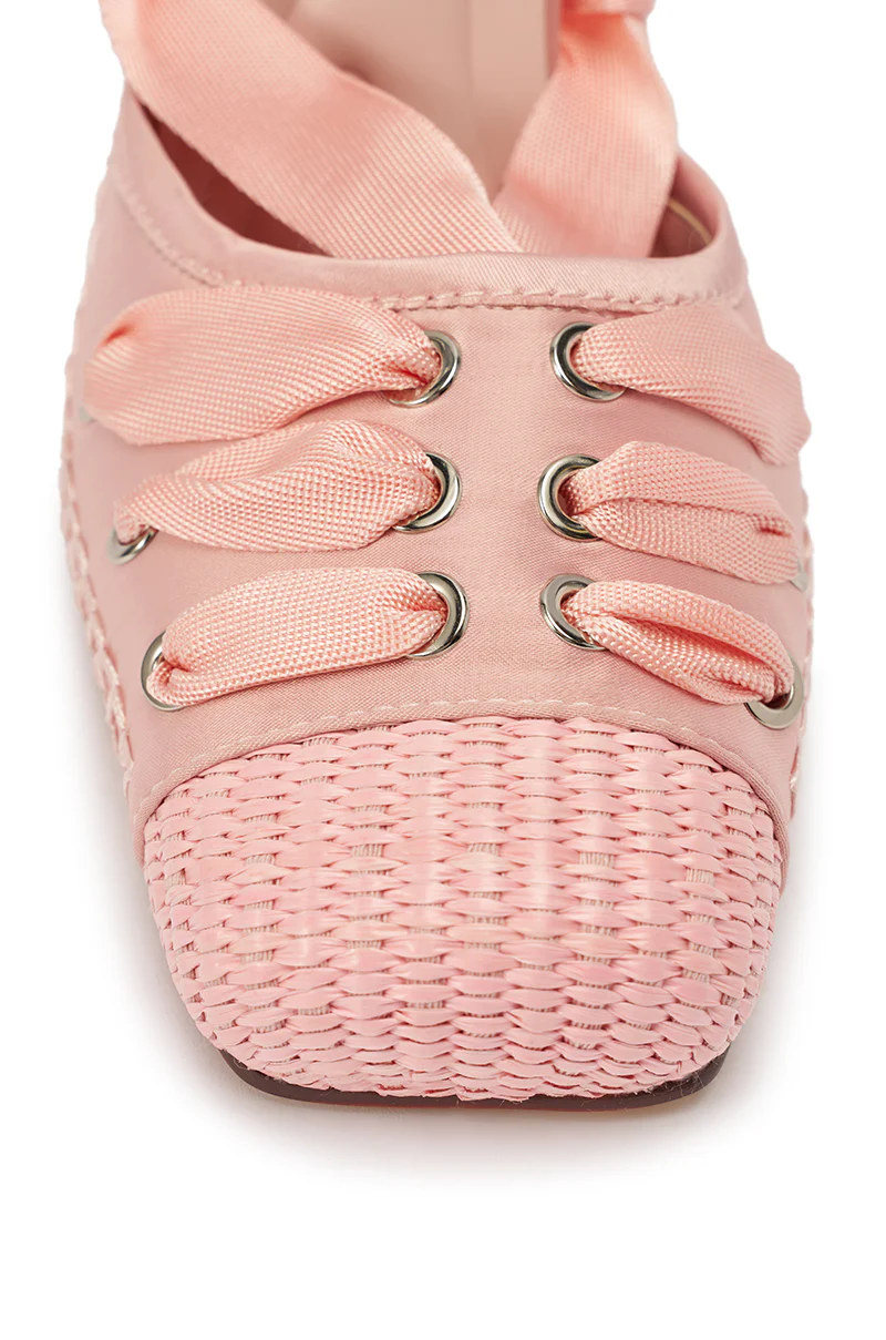 AKIRA GOLD TENDU PINK BALLET LACE UP NOVELTY HEEL PUMP - Image 9