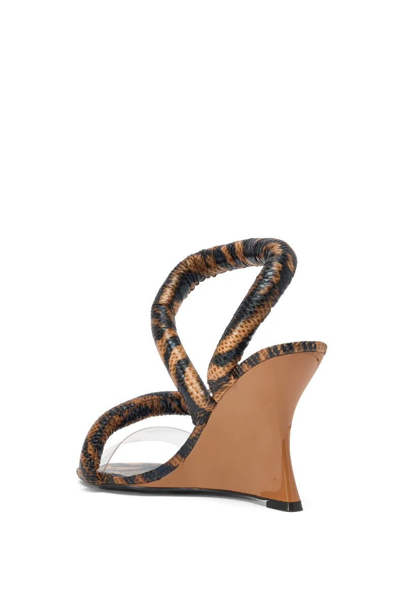 AKIRA MINORU BROWN ANIMAL PRINT WEDGE SANDAL - Image 5