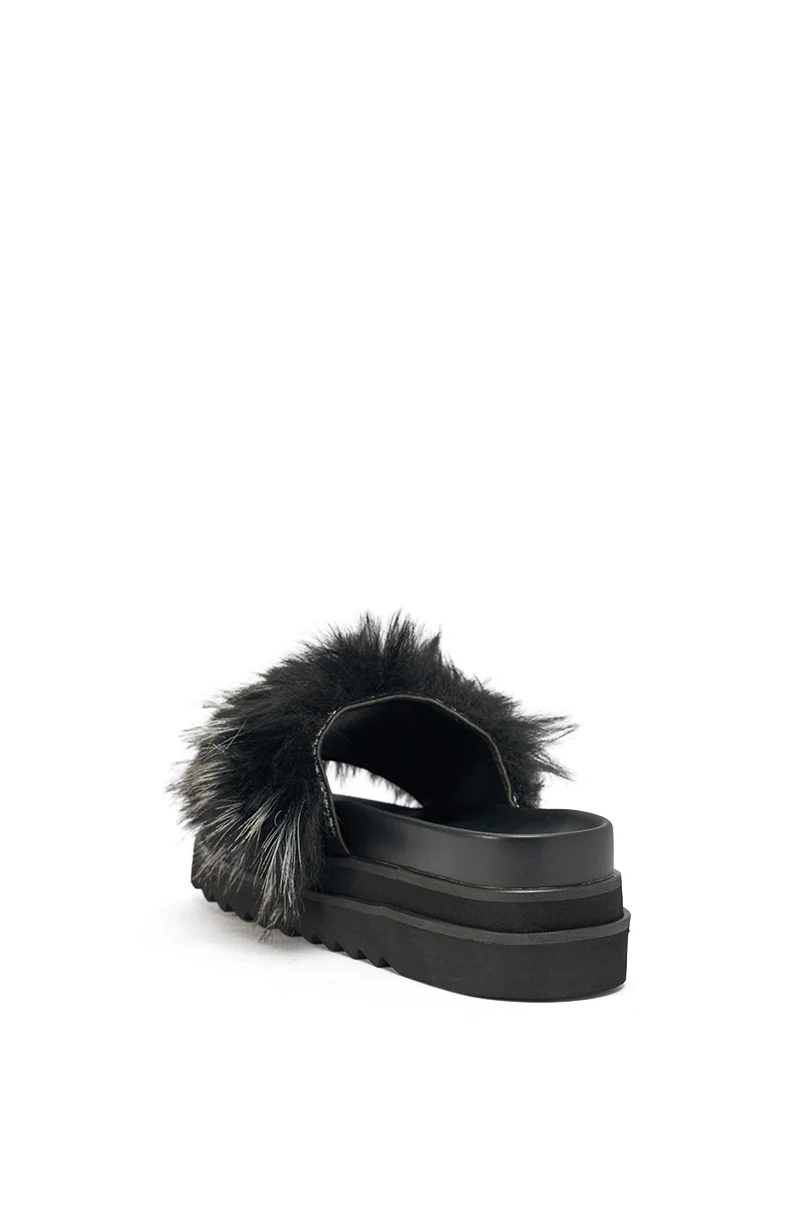 AKIRA MIRAY BLACK MULTI BLACK FUR SLIDE - Image 6