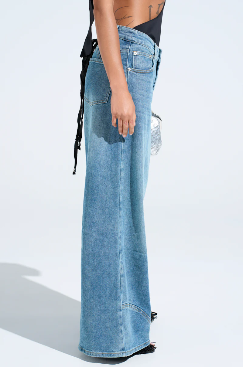 ALIVE AND WELL DENIM PANT WITH LACE UP AT HEM - Image 4