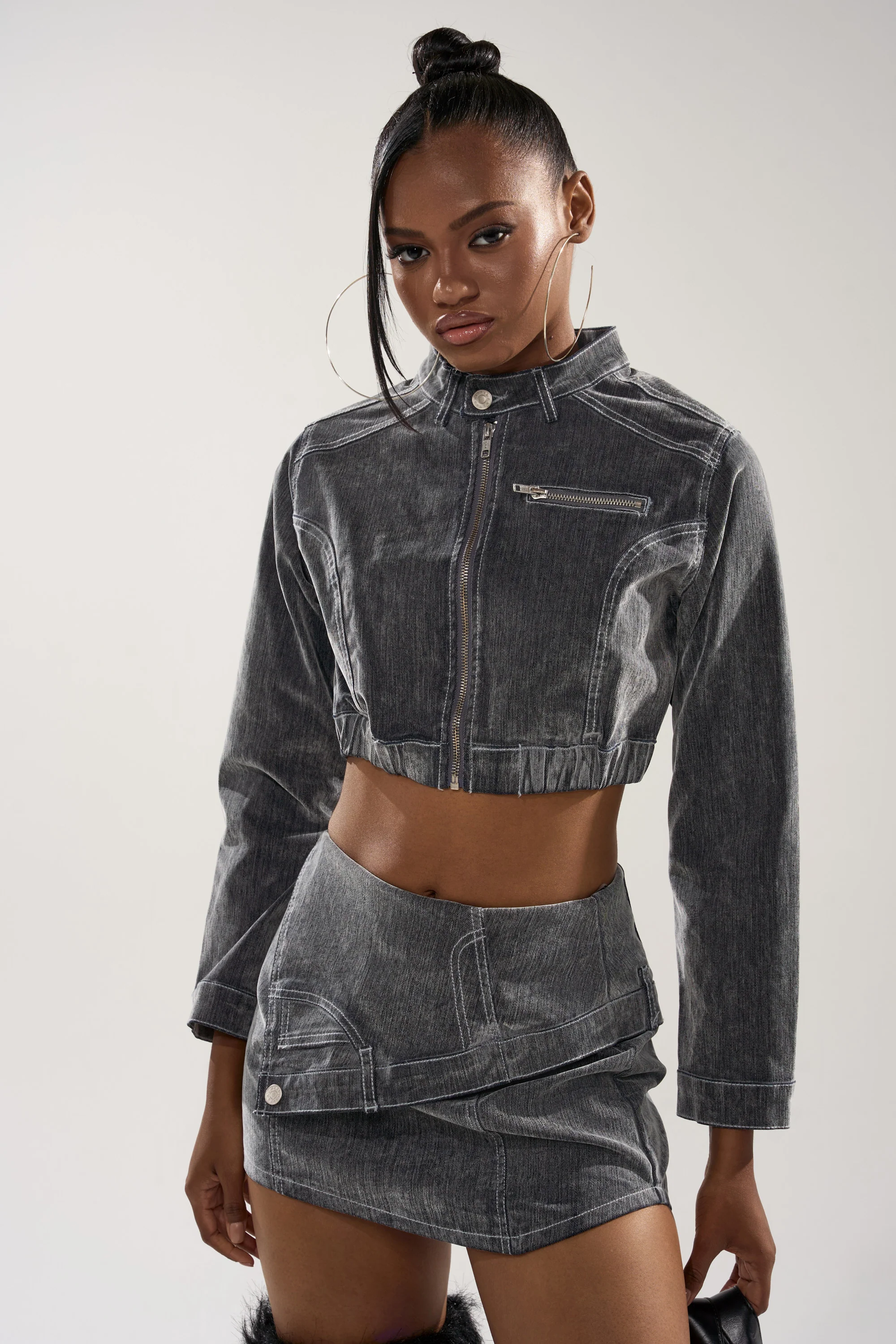 ALL FOR LOVE VELVET DENIM MOTO