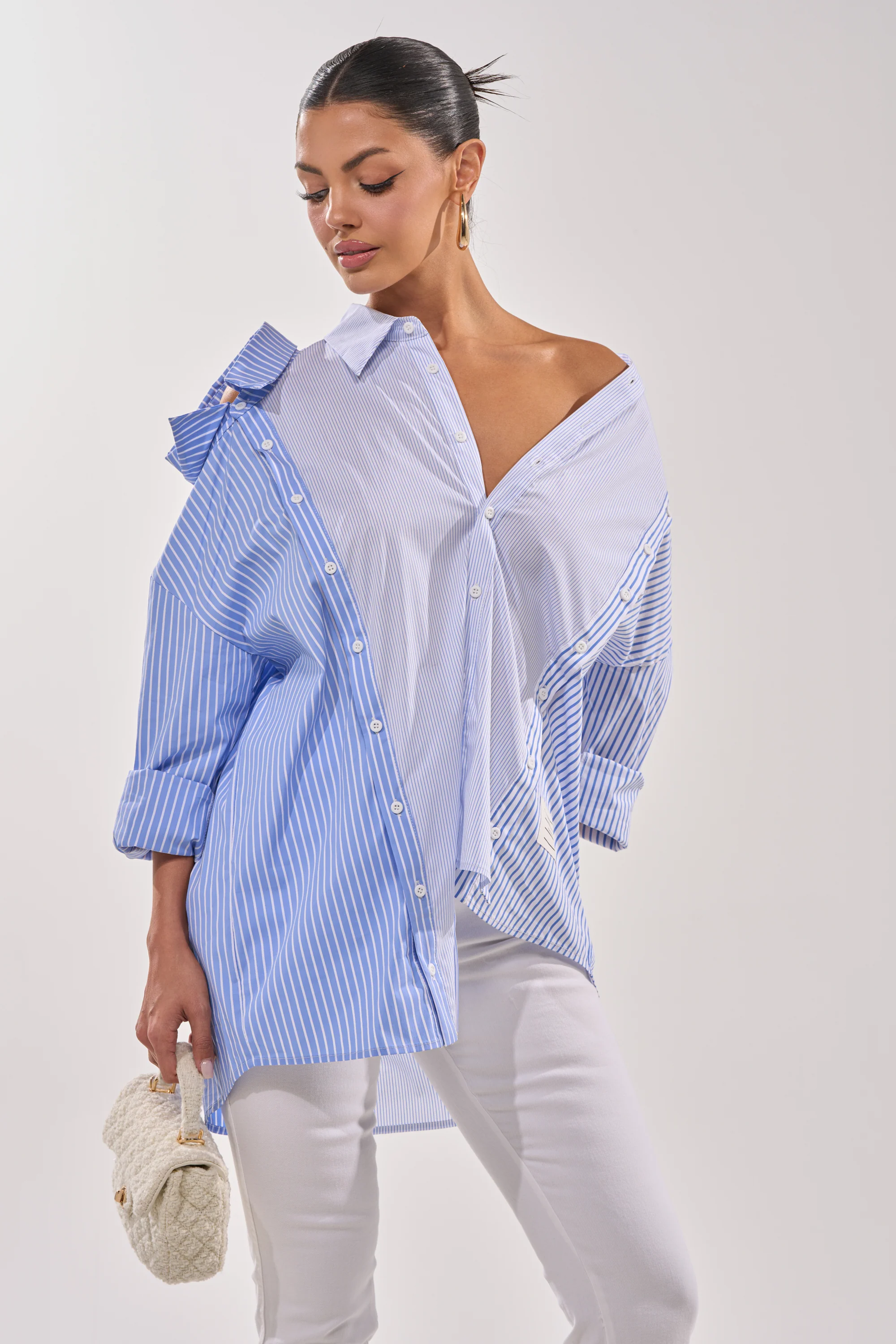 ALL OVER THE PLACE BLUE STRIPED BUTTON DOWN - Image 3