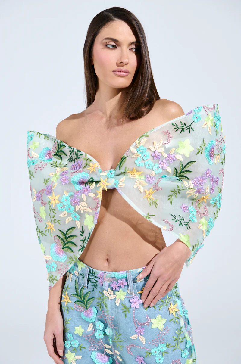 ALL THE RAVE FLORAL BOW TOP - Image 4