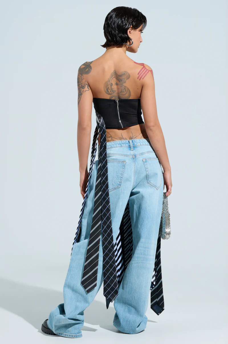 ALL WORK AND NO PLAY TIE DETAIL CORSET TOP - Image 5