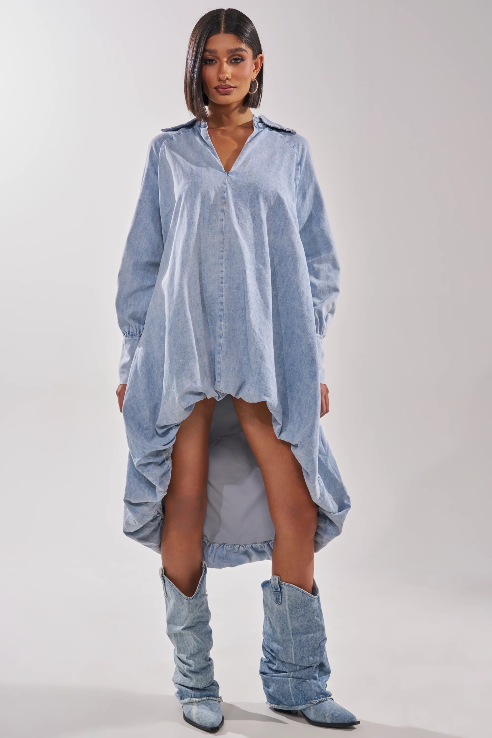 AMELIA DENIM HIGH-LOW DRESS - Image 2