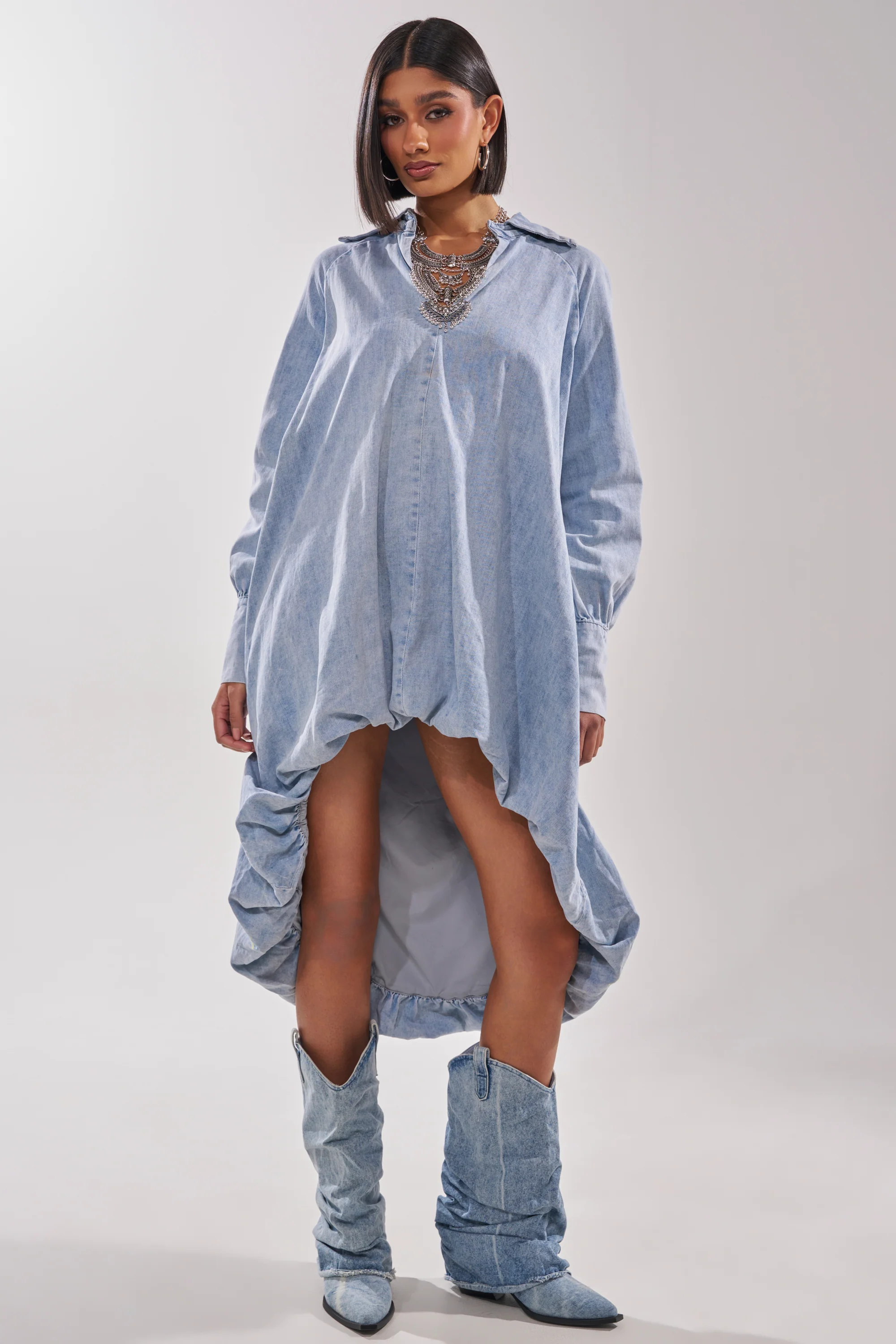 AMELIA DENIM HIGH-LOW DRESS - Image 5
