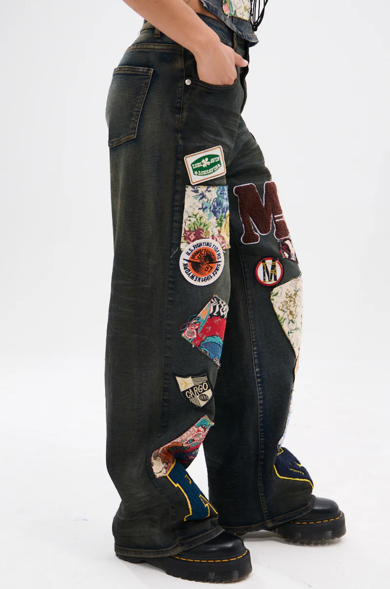 ARTS AND CRAFTS PATCH WORK DENIM PANTS - Image 4