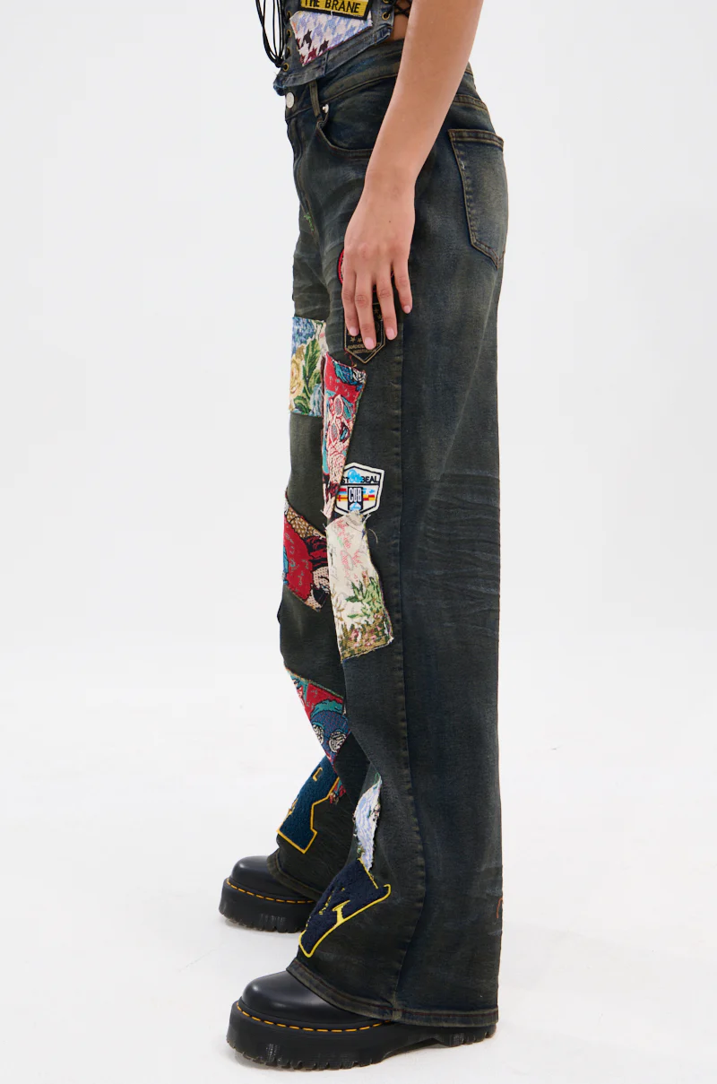ARTS AND CRAFTS PATCH WORK DENIM PANTS - Image 5
