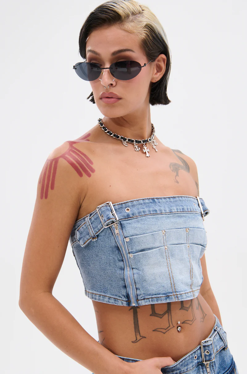 ASHLIN DENIM TUBE TOP - Image 4