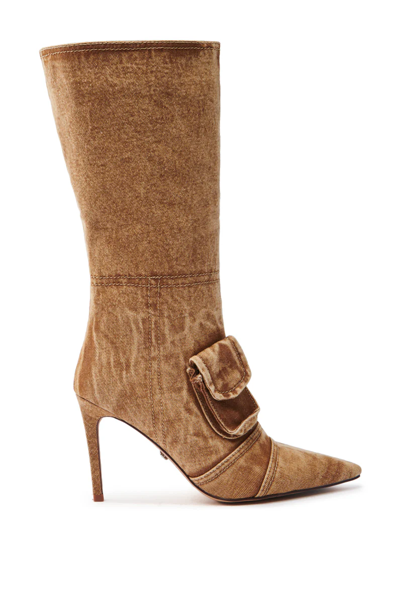 AZALEA WANG AIDER BROWN WASHED DENIM BOOTIE - Image 4