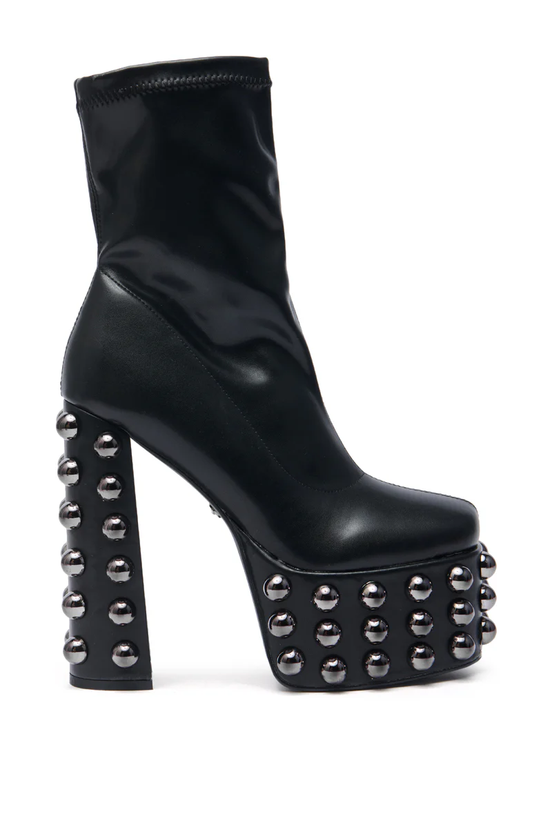 AZALEA WANG AKITO BLACK GUN METAL STUDDED PLATFORM BOOTIE - Image 2
