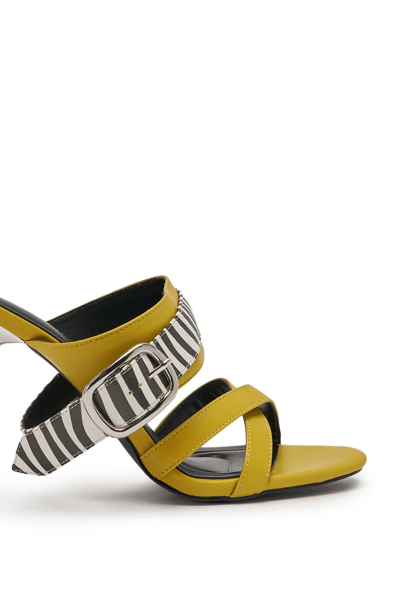 AZALEA WANG ALIRA MUSTARD AND ZEBRA GLADIATOR STILETTO SANDAL - Image 7