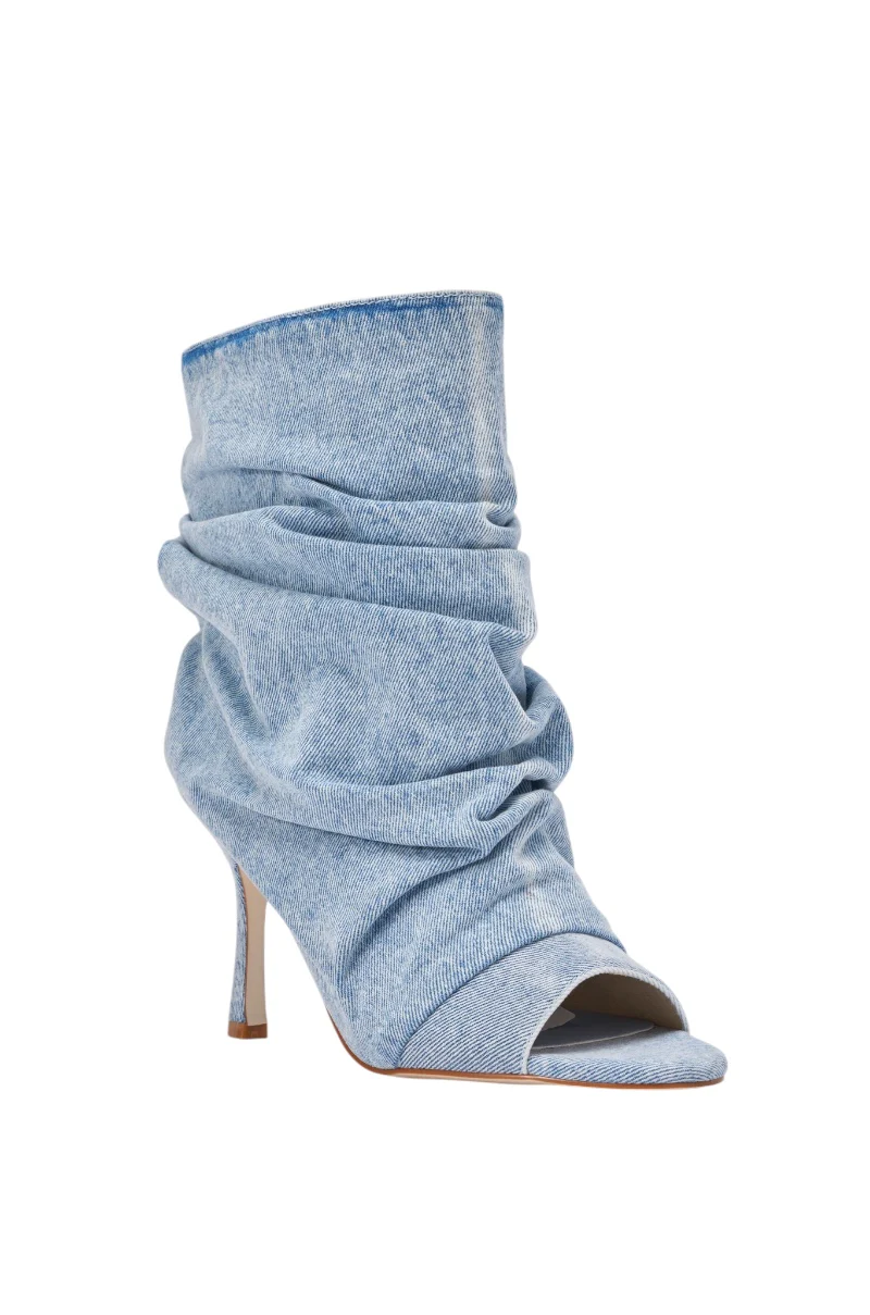 AZALEA WANG APEX DENIM RUCHED STILETTO BOOTIE - Image 5