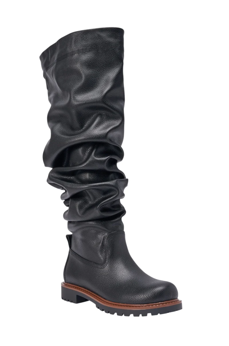 AZALEA WANG ARDIS BLACK FLAT RUCHED BOOT - Image 4