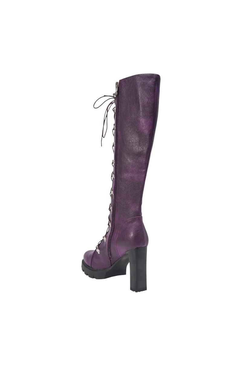AZALEA WANG AURIGA PLUM LACE UP BLOCK BOOT - Image 6