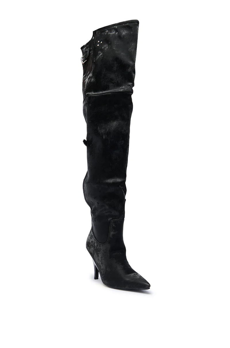 AZALEA WANG BACKER BLACK SHINE OVER THE KNEE BOOT - Image 5