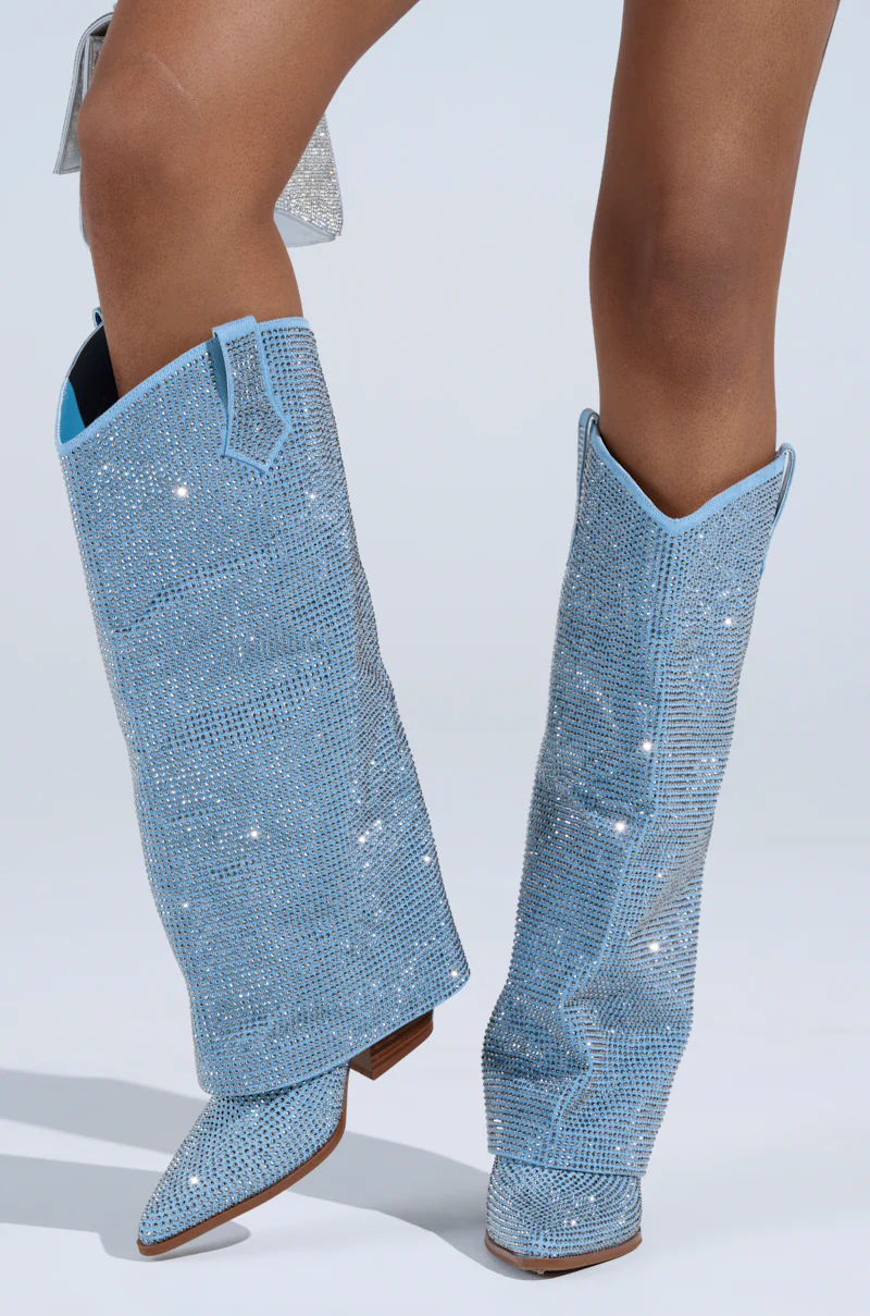 AZALEA WANG BANIAN DENIM WESTERN RHINESTONE BOOT - Image 6