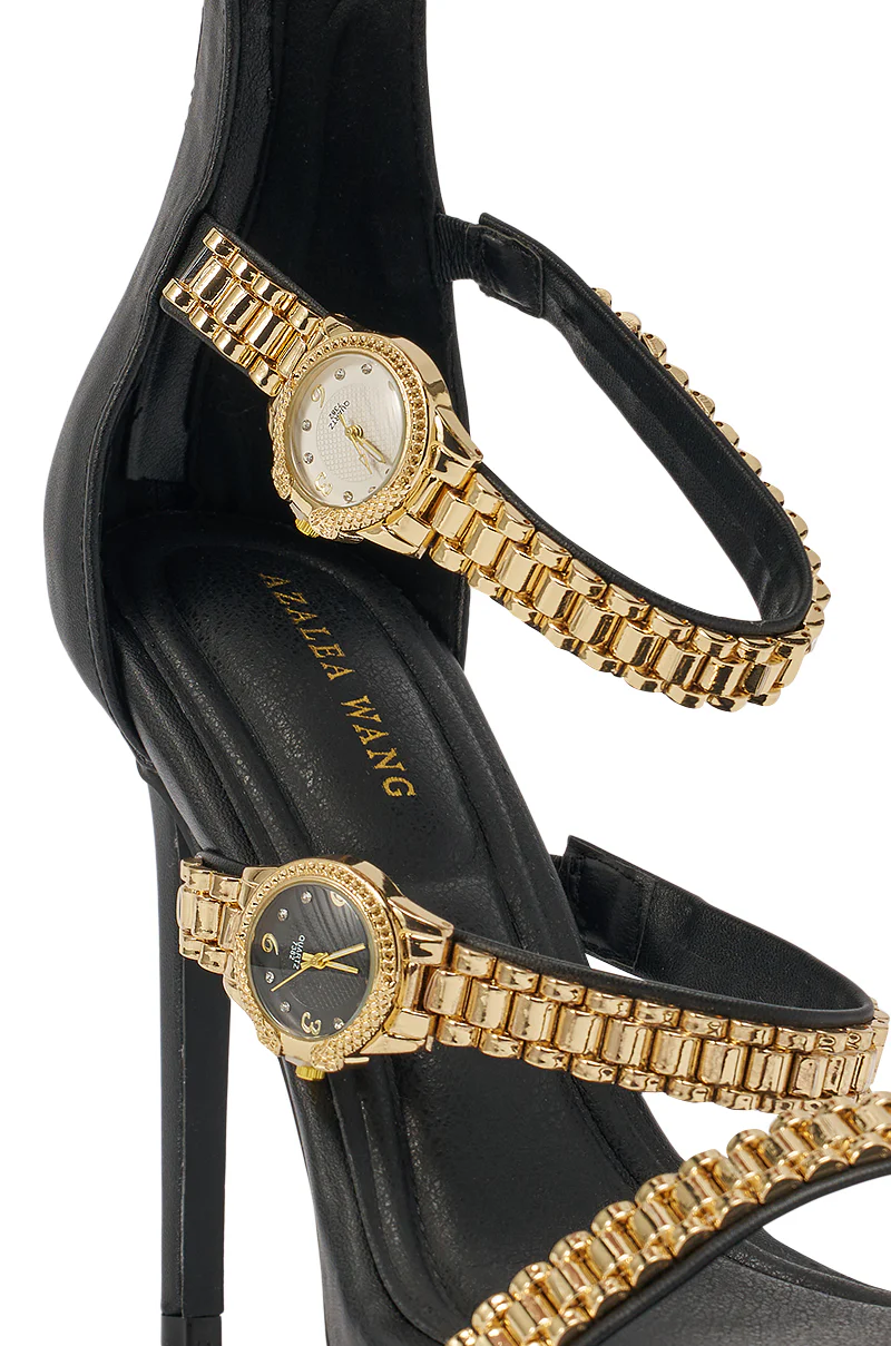 AZALEA WANG BEZEL WATCH STRAP NOVELTY STILETTO SANDAL - Image 7