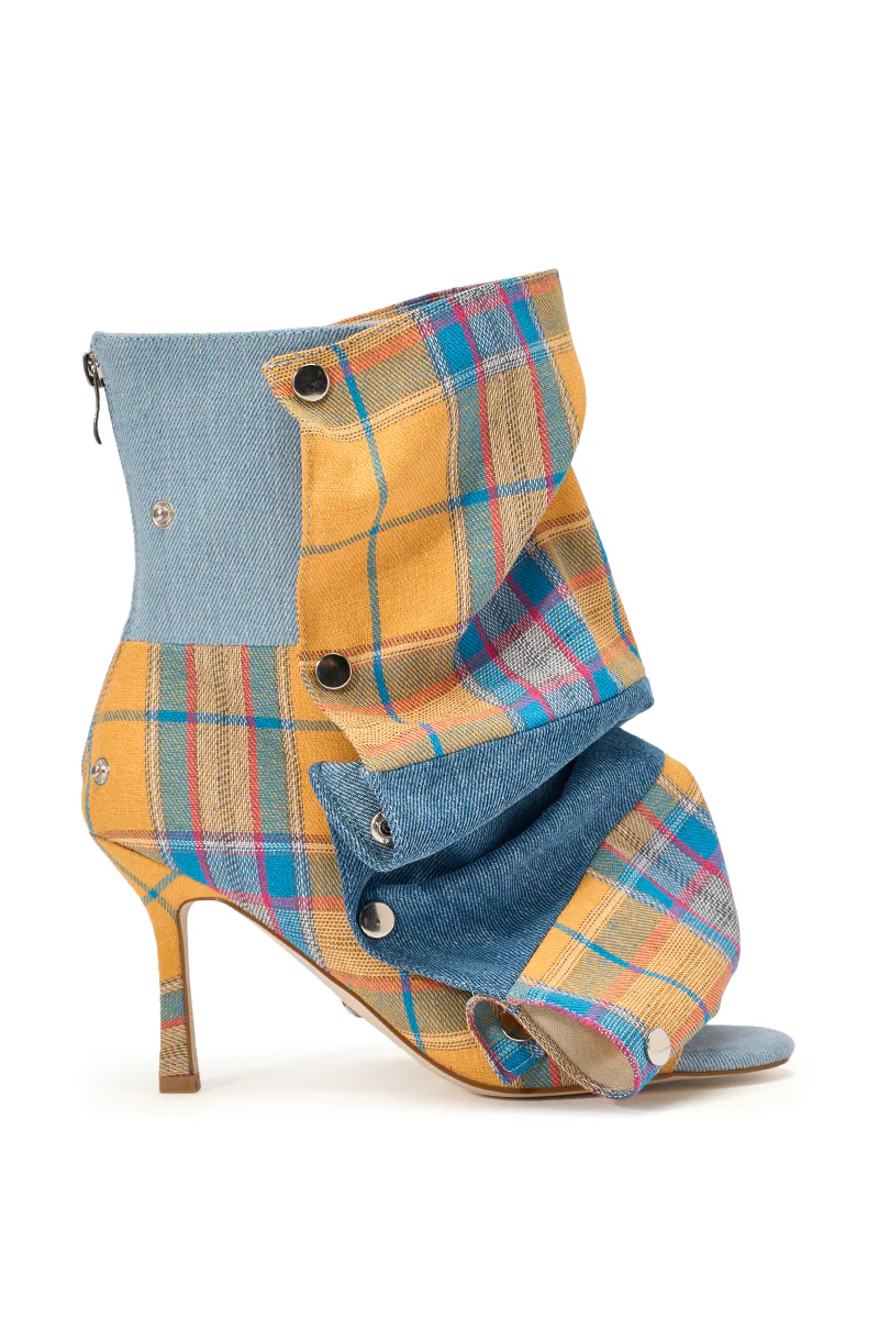 AZALEA WANG BIRDSONG YELLOW PLAID SNAP BOOTIE - Image 3