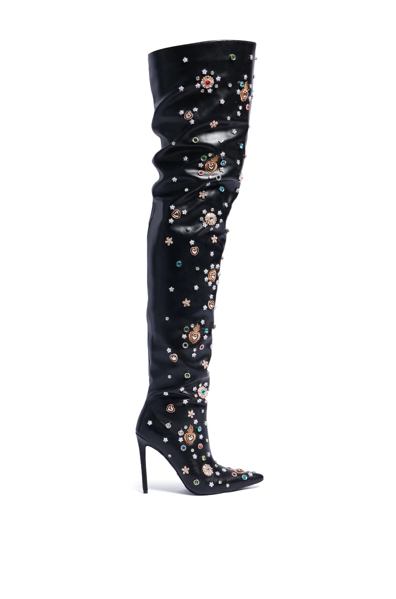 AZALEA WANG BOBEE BLACK EMBELLISHED BOOT - Image 3