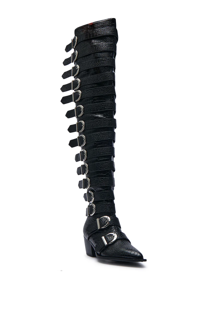 AZALEA WANG BRAULIA BLACK CROC WESTERN BOOT - Image 8