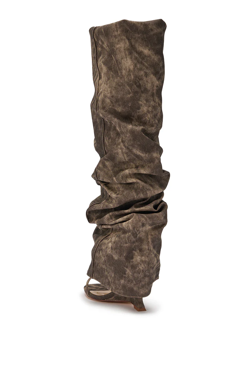 AZALEA WANG BROWN ACID WASHED DENIM GLADIATOR SANDAL - Image 8