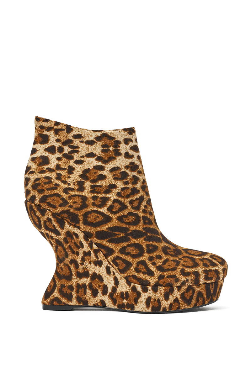 AZALEA WANG CADY LEOPARD PRINT WEDGE BOOTIE - Image 4