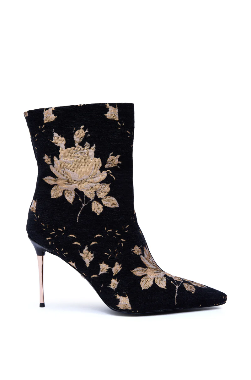 AZALEA WANG CALEAN BLACK MULTI BROCADE STILETTO BOOTIE - Image 4