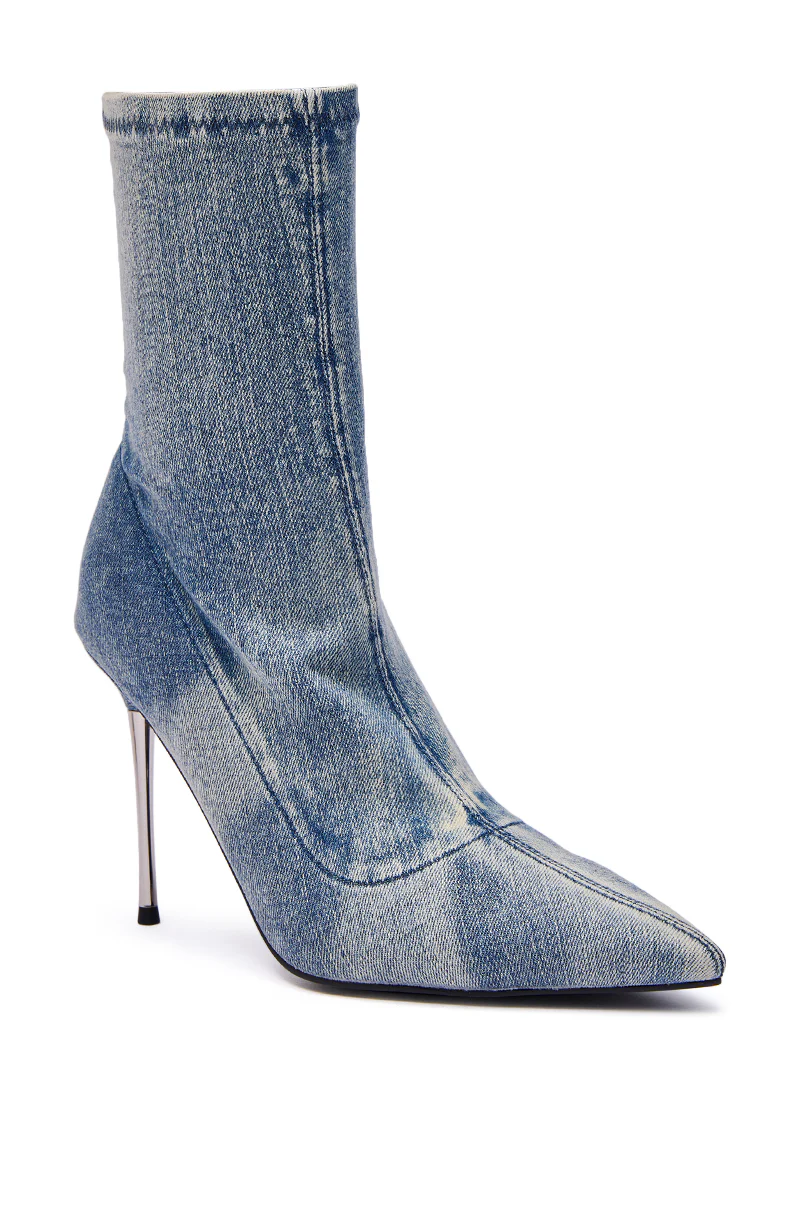 AZALEA WANG CALEANA DENIM STILETTO BOOTIE - Image 5