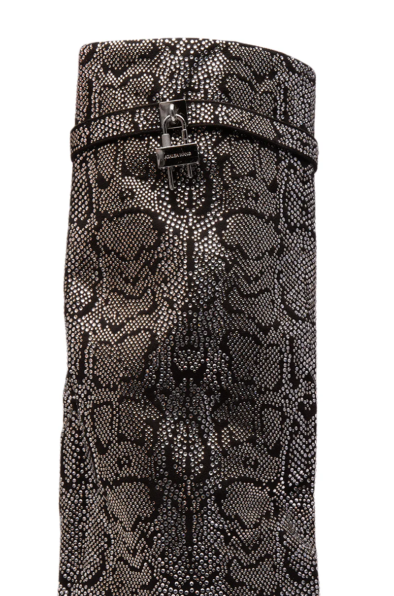 AZALEA WANG CAPRICORN RHINESTONE SNAKE PATTERN WEDGE FOLD OVER BOOT - Image 11