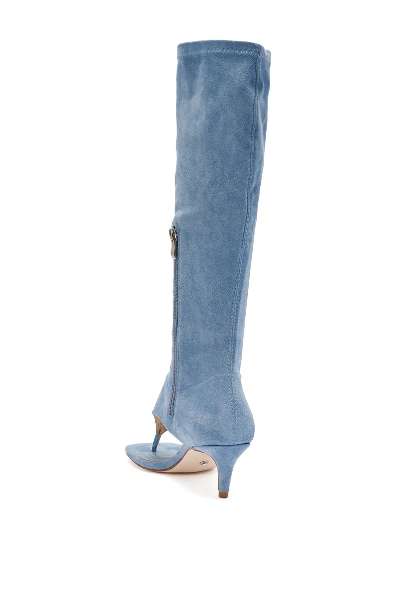 AZALEA WANG CECILE LIGHT BLUE FAUX SUEDE SANDAL - Image 5