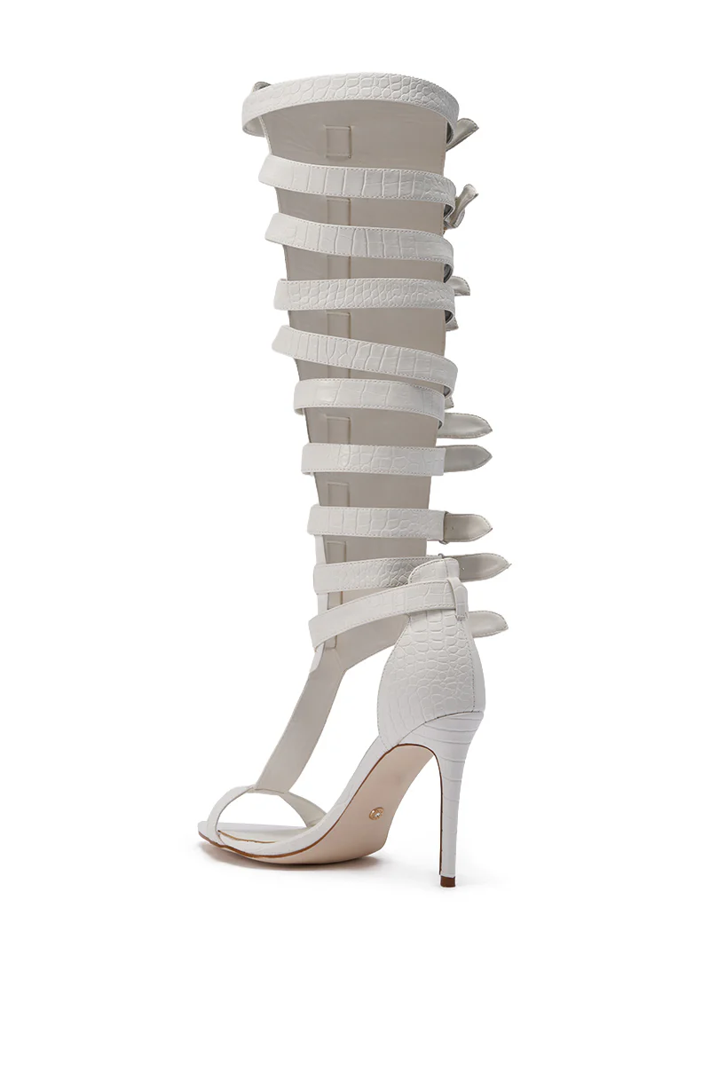 AZALEA WANG CHERLLI WHITE CROC OVER THE KNEE SANDAL - Image 5