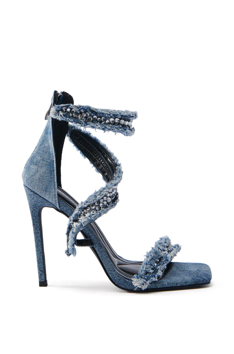 AZALEA WANG CONCETTA DENIM EMBELLISHED STILETO SANDAL - Image 4