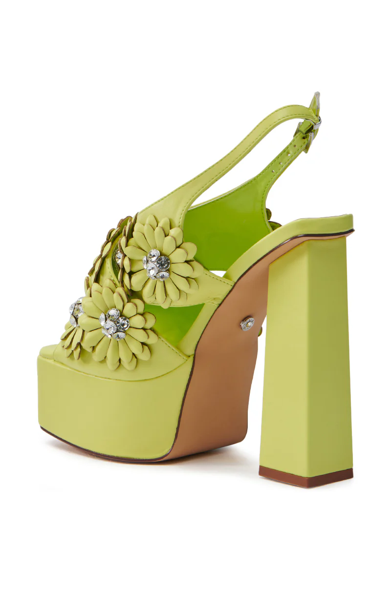 AZALEA WANG CORRA LIME FLORAL EMBELLISHED CHUNKY PLATFORM SANDAL - Image 5