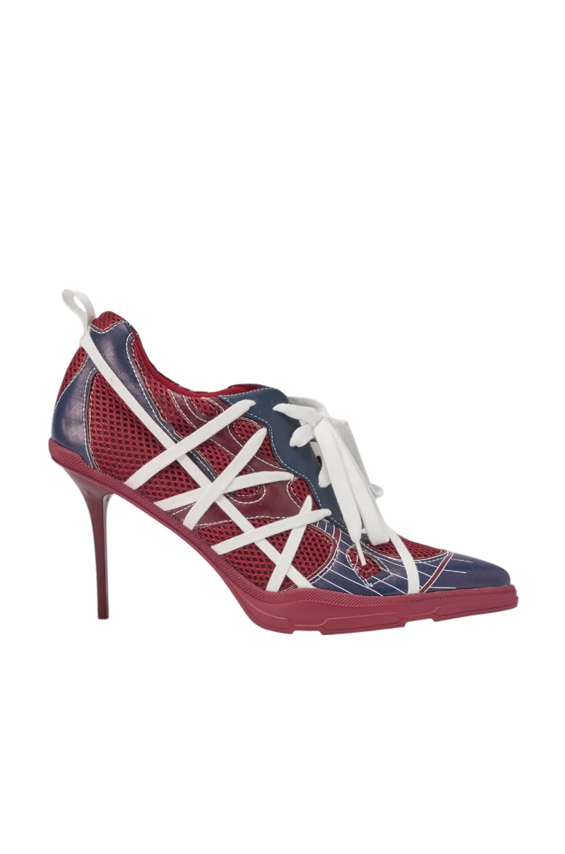 AZALEA WANG CROSS WALK BURGUNDY STILETTO SNEAKER HEEL - Image 4