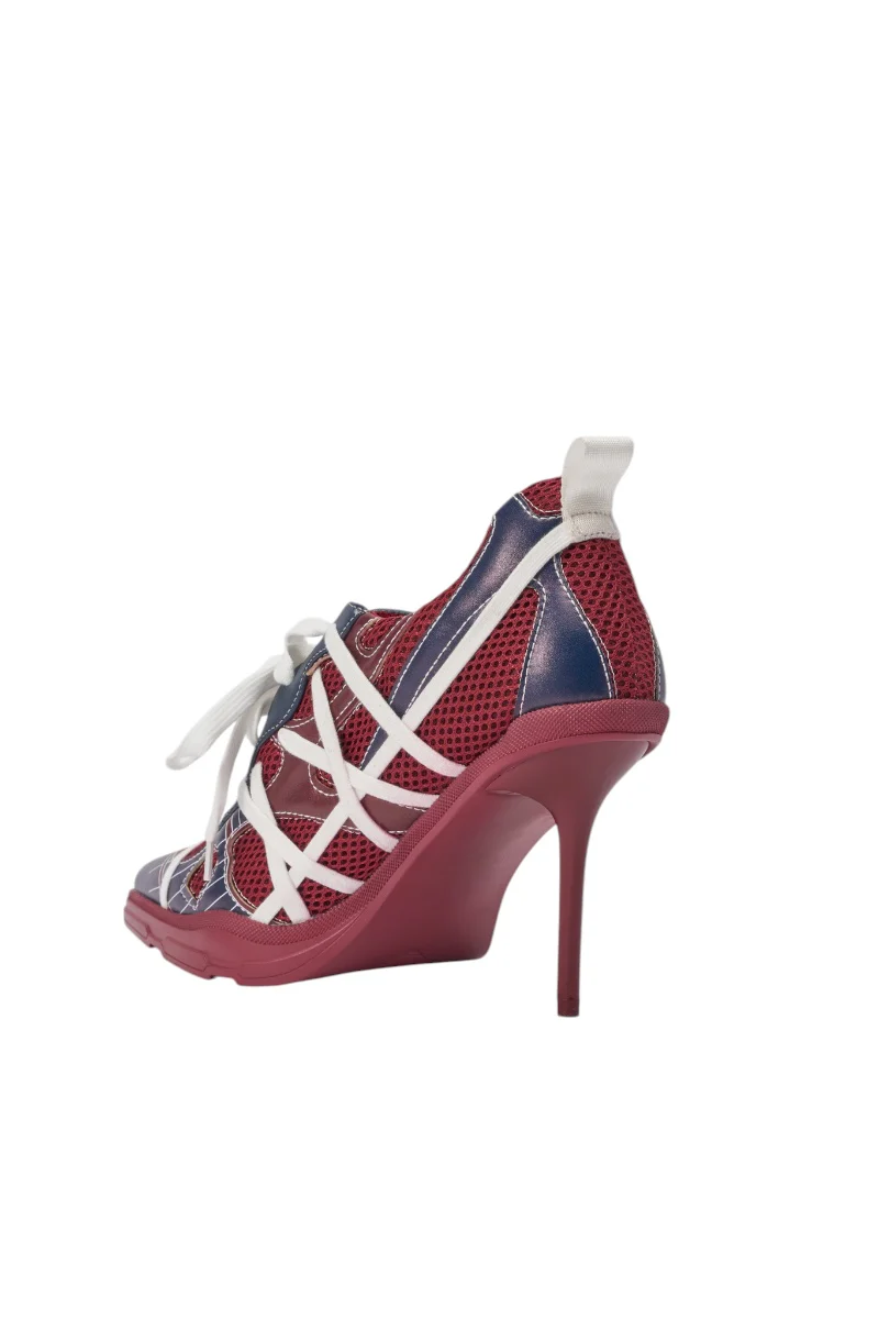 AZALEA WANG CROSS WALK BURGUNDY STILETTO SNEAKER HEEL - Image 6