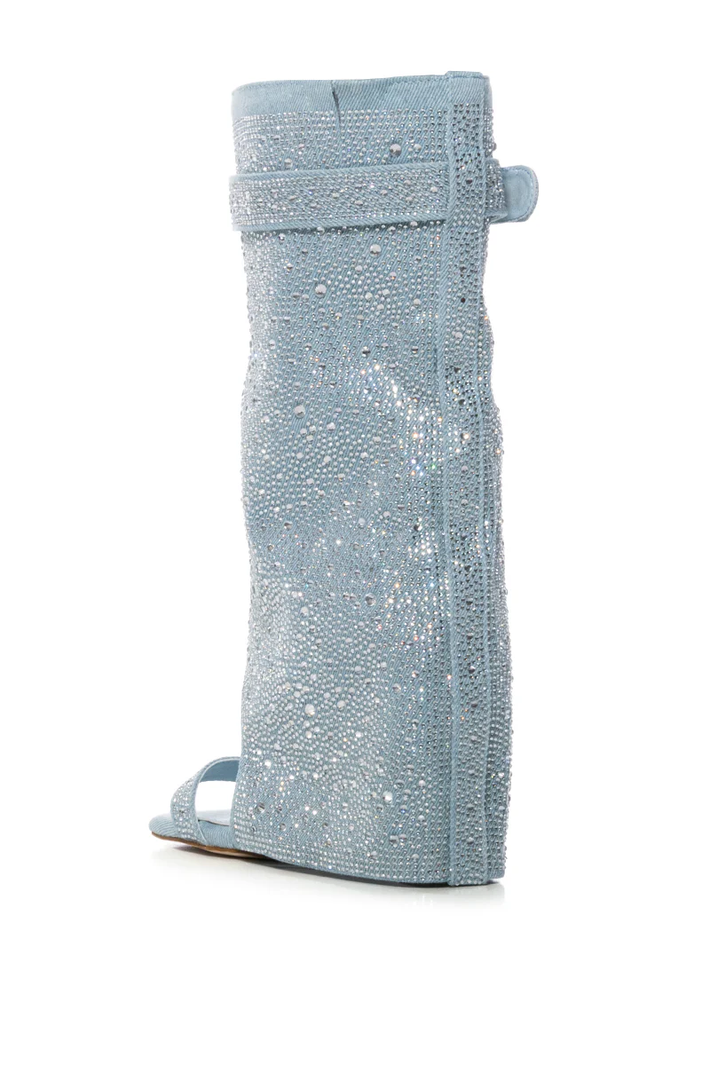 AZALEA WANG DESARAY RHINESTONE OPEN TOE WEDGE BOOTIE - Image 7
