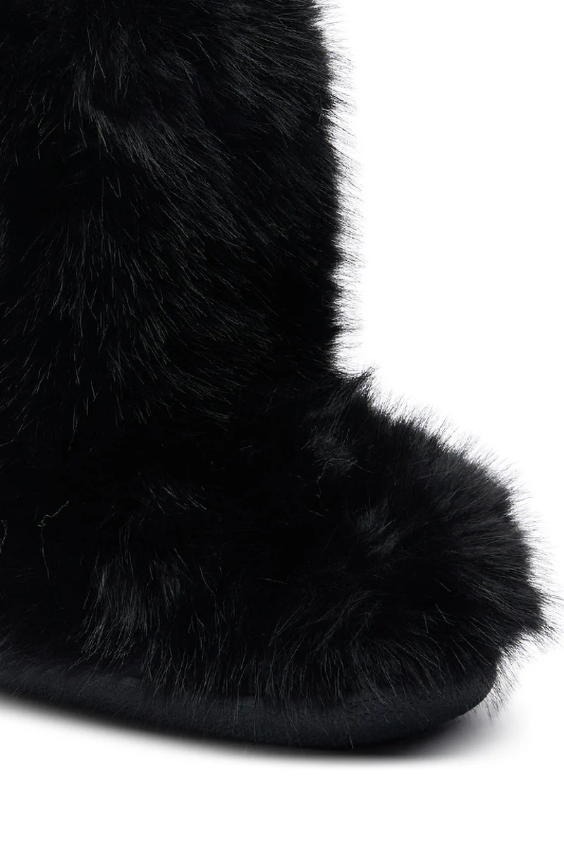 AZALEA WANG DIPA BLACK FUR FLAT BOOTIE - Image 5